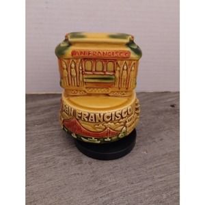 Glazed Trolley Art Ceramic Cable Car San Francisco CA USA Music Box